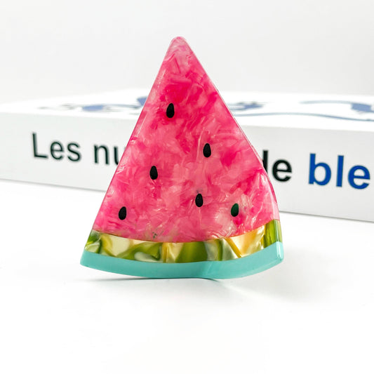 Triangular Watermelon Claw Clip, Acetate Fruit Hair Clip