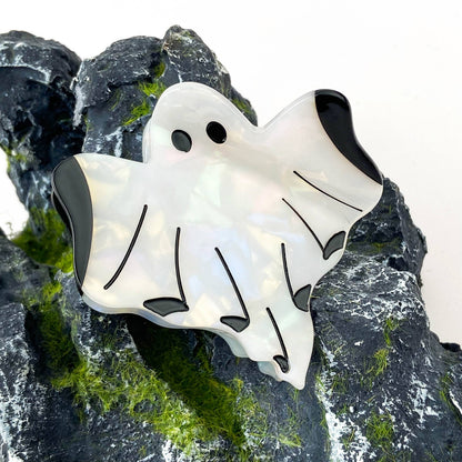 White Ghost Hair Claw Clip, Cute Halloween Hair Clip