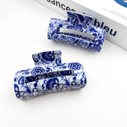 Blue and White Porcelain Pattern Hair Claw Clip