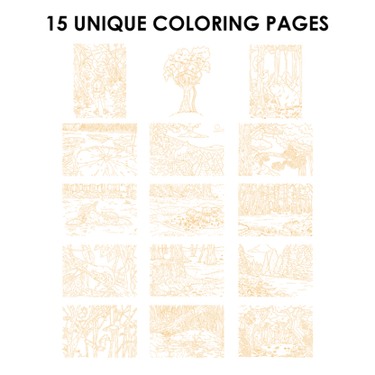 15 Sheets 140LB Forest-Themed Watercolor Coloring Book