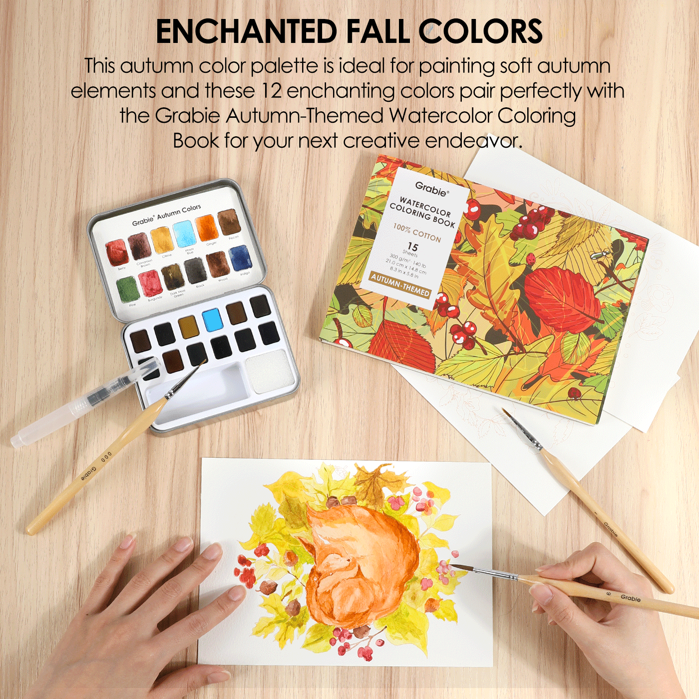 Watercolor Pocket Set Of 12 With Brush - Autumn Colors