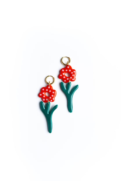 Polka Dot Flower Earrings
