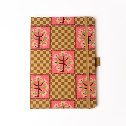 Checker Orchid Soft Touch Hardbound Layflat Notebook Journal