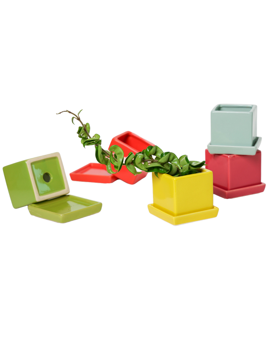 Cube Pot With Saucer And Drainage Hole 60 Plus Colors