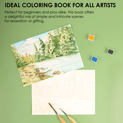 15 Sheets 140LB Forest-Themed Watercolor Coloring Book