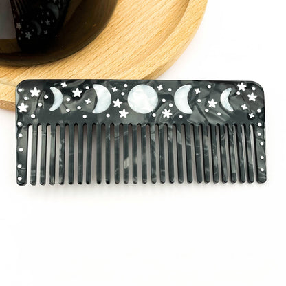 Black Starry Night Hair Claw, Crescent & Full Moon Hair Clip