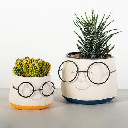 "Face With Glasses" Flower Pot