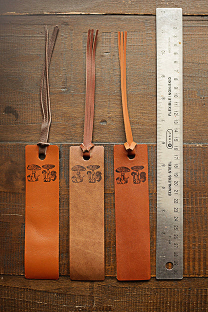 Leather Bookmark - Mushrooms
