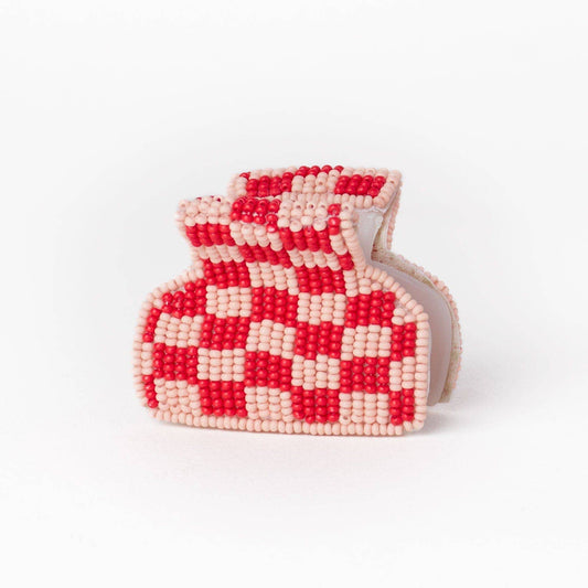Gia Petite Multi-Color Checked Claw Red + Light Pink Check Wholesale