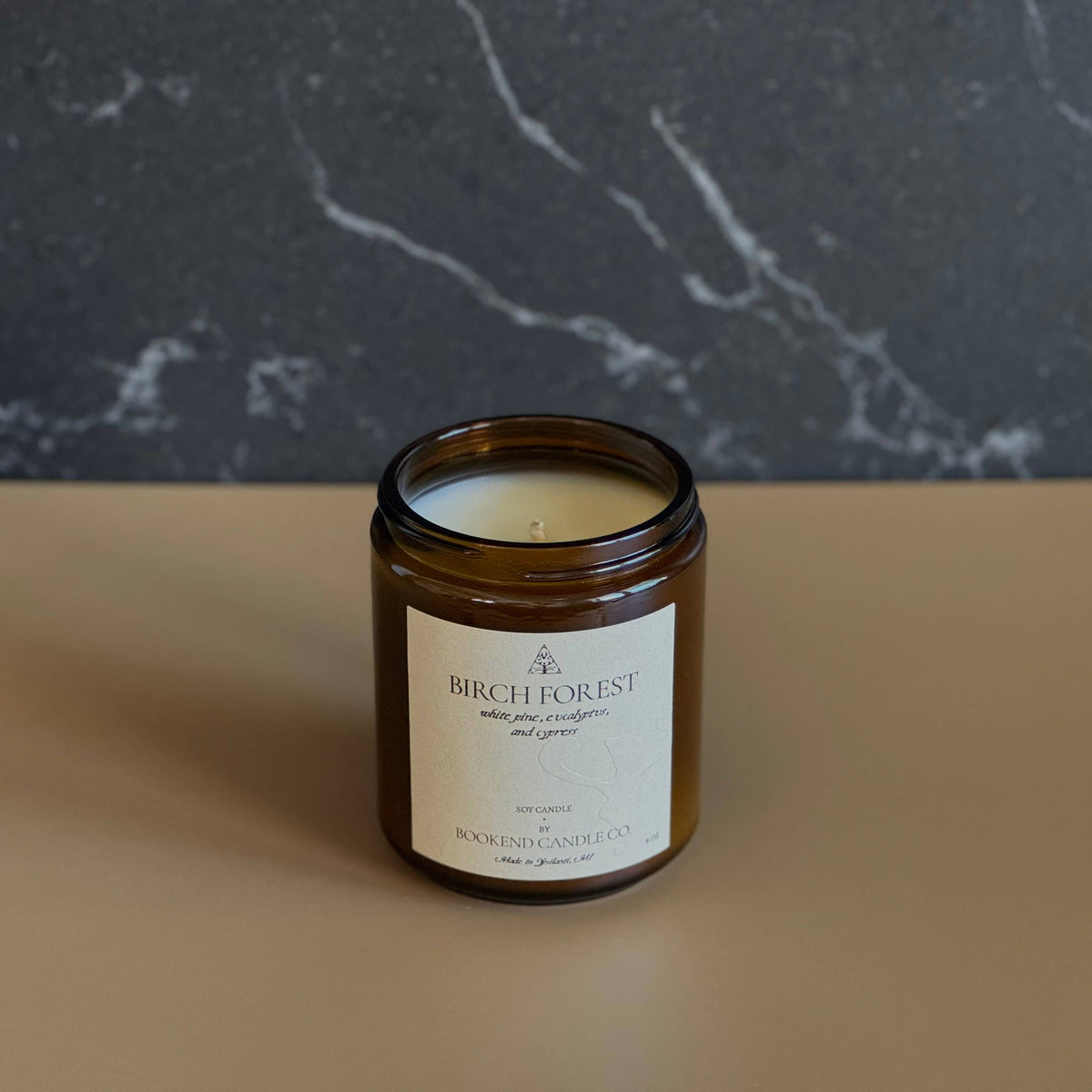 Birch Forest - White Pine & Eucalyptus Candle - Amber Glass