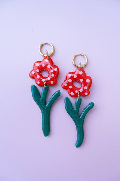 Polka Dot Flower Earrings