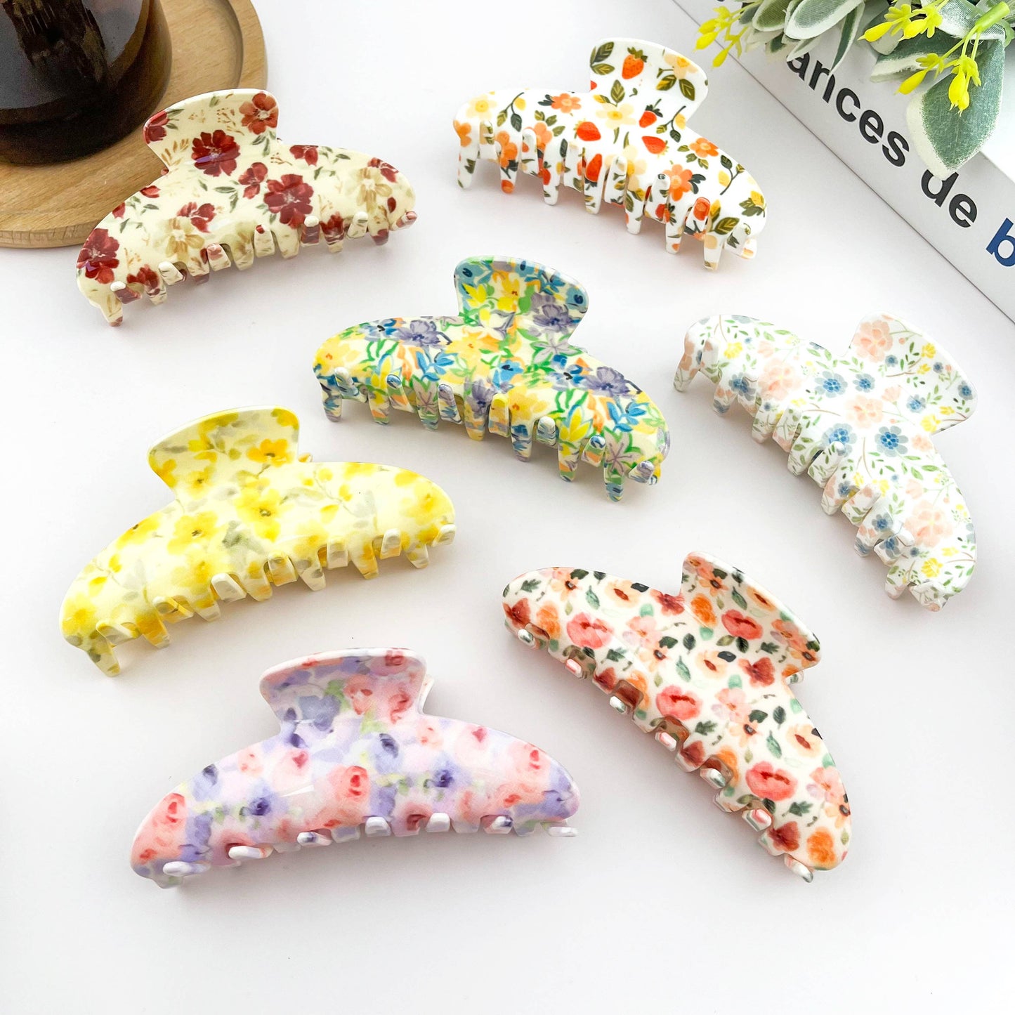 Floral Hair Claw Clip, Oil Painting Hair Clip