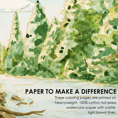 15 Sheets 140LB Forest-Themed Watercolor Coloring Book