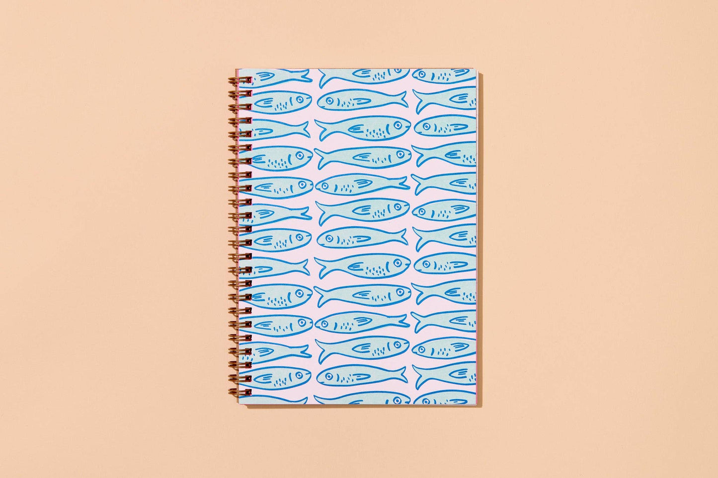 Modern Trendy Letterpress A5 Spiral Notebook — Sardine Fish