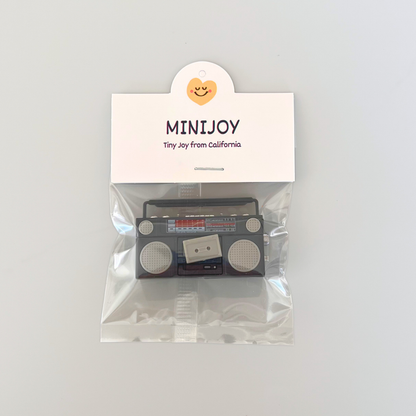 Retro Mini Cassette Tape Player Fridge Magnet_Black