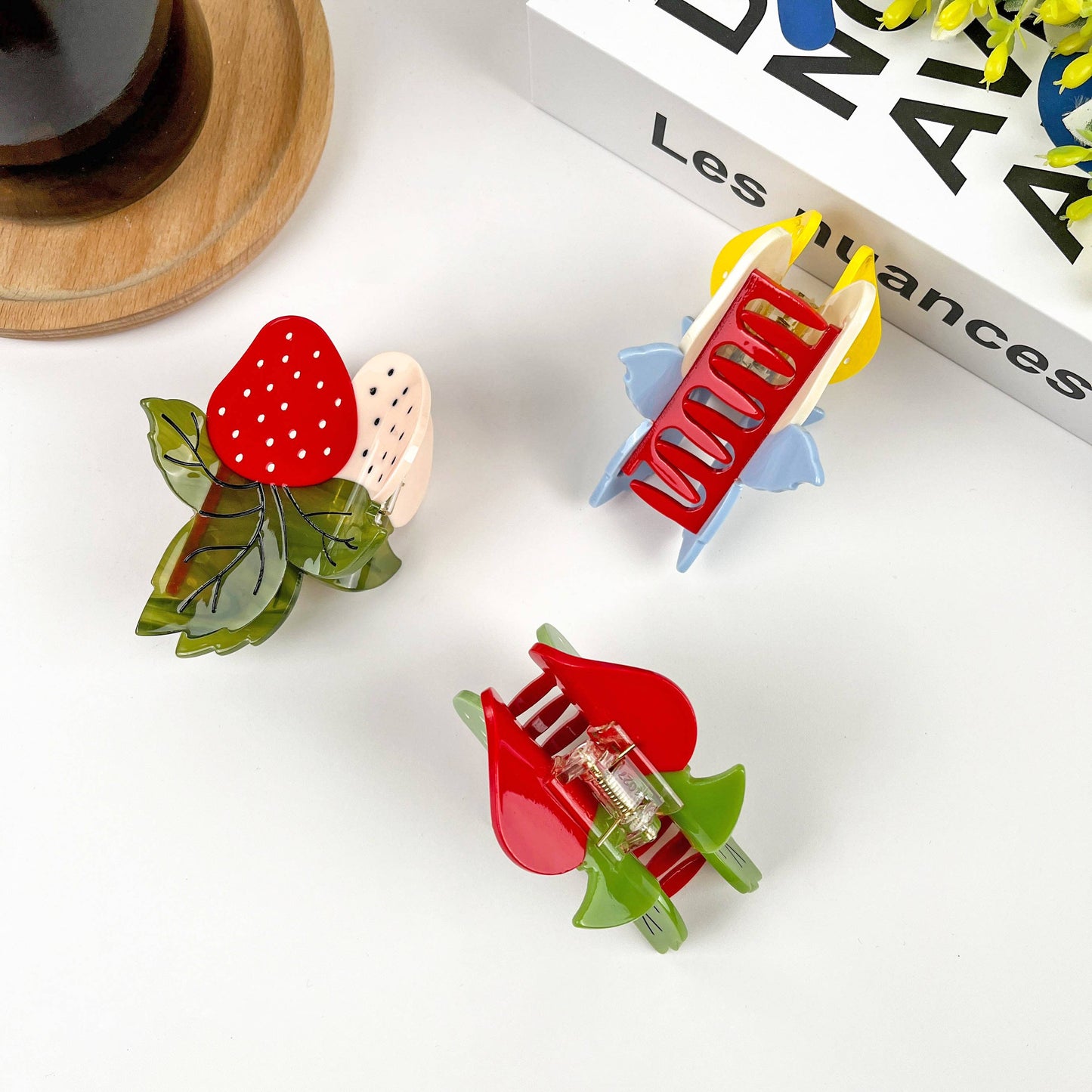 Two Strawberry Claw Clip, Fruit Hair Clip