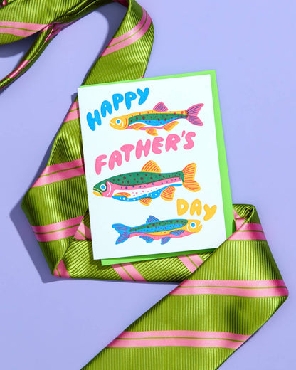 Cute Letterpress Father's Day Greeting Card — Rainbow Trout