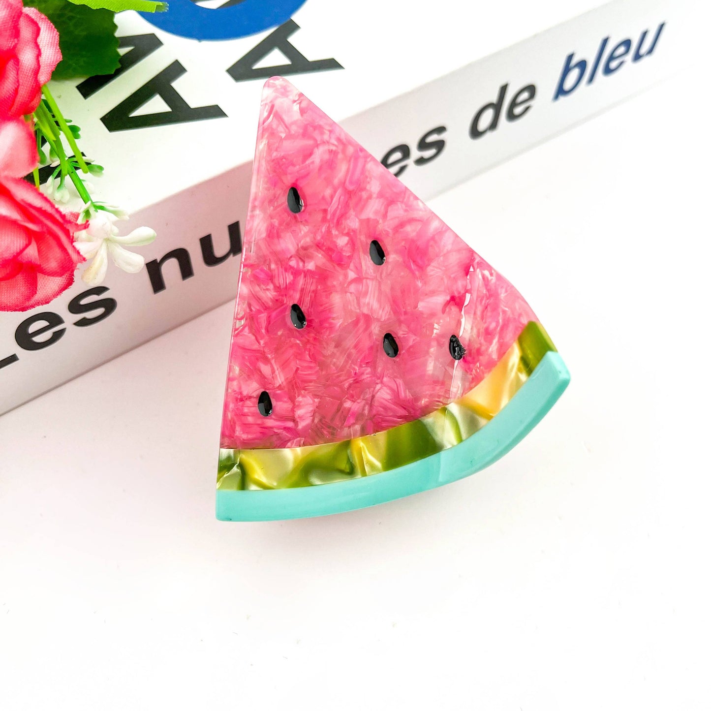 Triangular Watermelon Claw Clip, Acetate Fruit Hair Clip