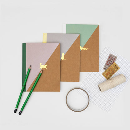 Cat Notebook - Screen-printed pack of 3 ruled pocketbooks