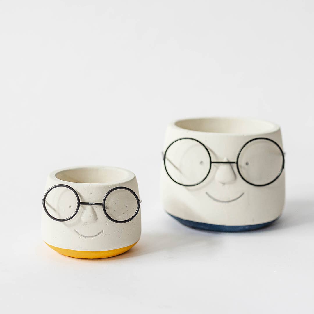 "Face With Glasses" Flower Pot