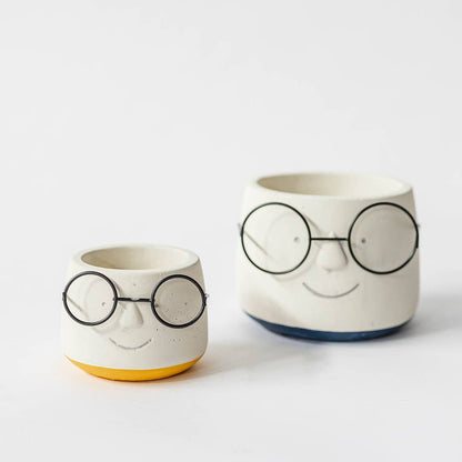 "Face With Glasses" Flower Pot