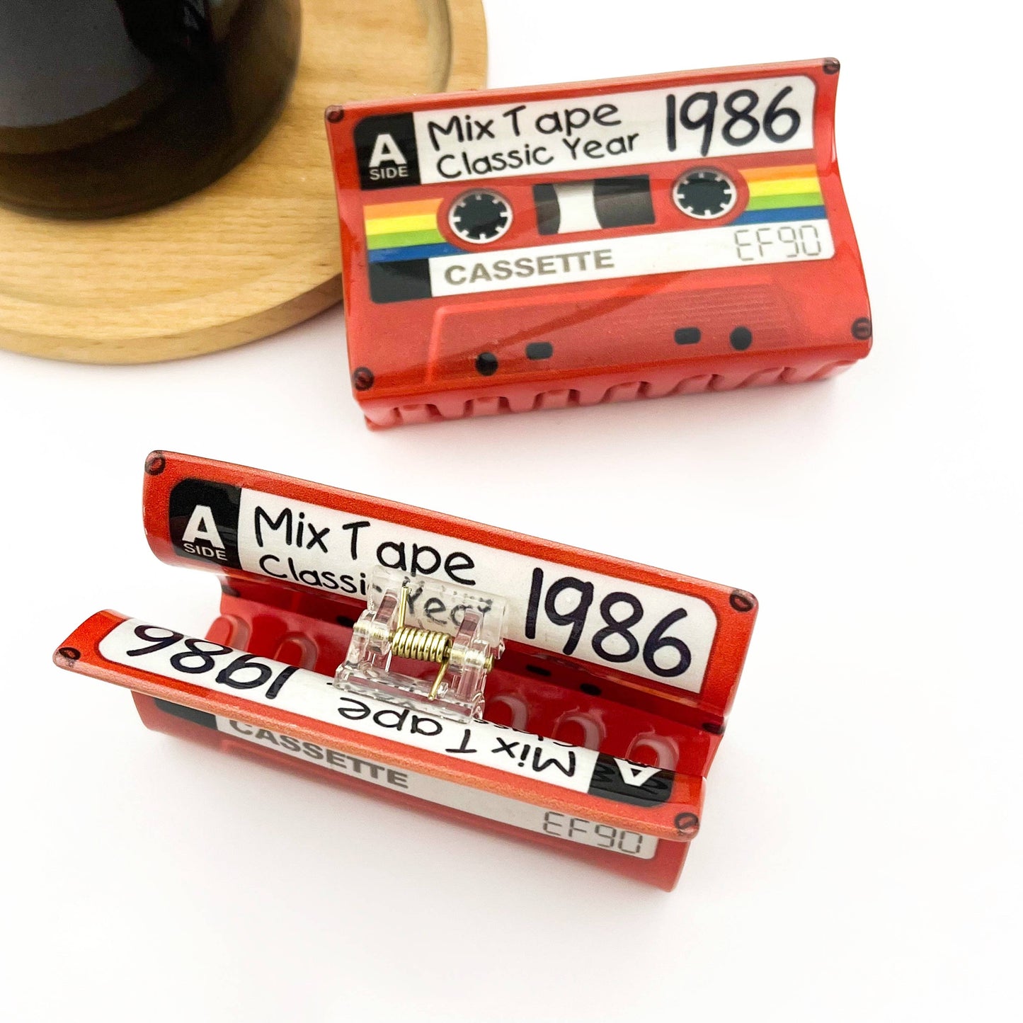 Red Cassette Tape Hair Claw Clip, Retro Hair Accessories