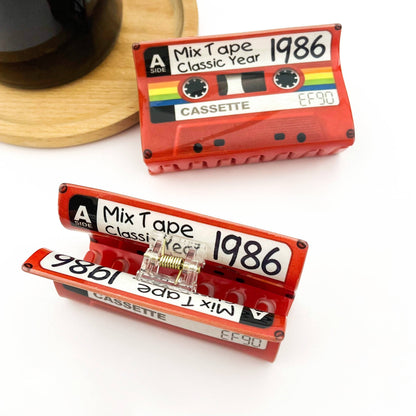 Red Cassette Tape Hair Claw Clip, Retro Hair Accessories