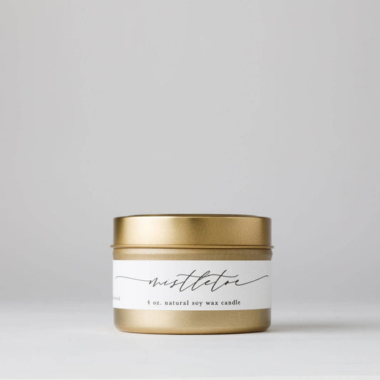 Mistletoe : Tin Soy Candle ( Holiday Christmas Tree Wreath )
