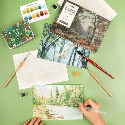 15 Sheets 140LB Forest-Themed Watercolor Coloring Book