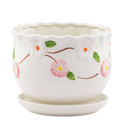 Apple Blossom Planter w/Saucer - Summer -  #17735