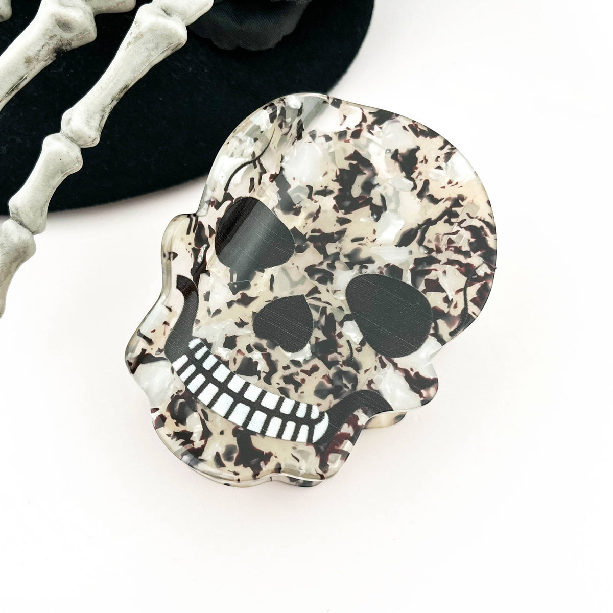 Black Skull Hair Claw Clip, Halloween Hair Clip