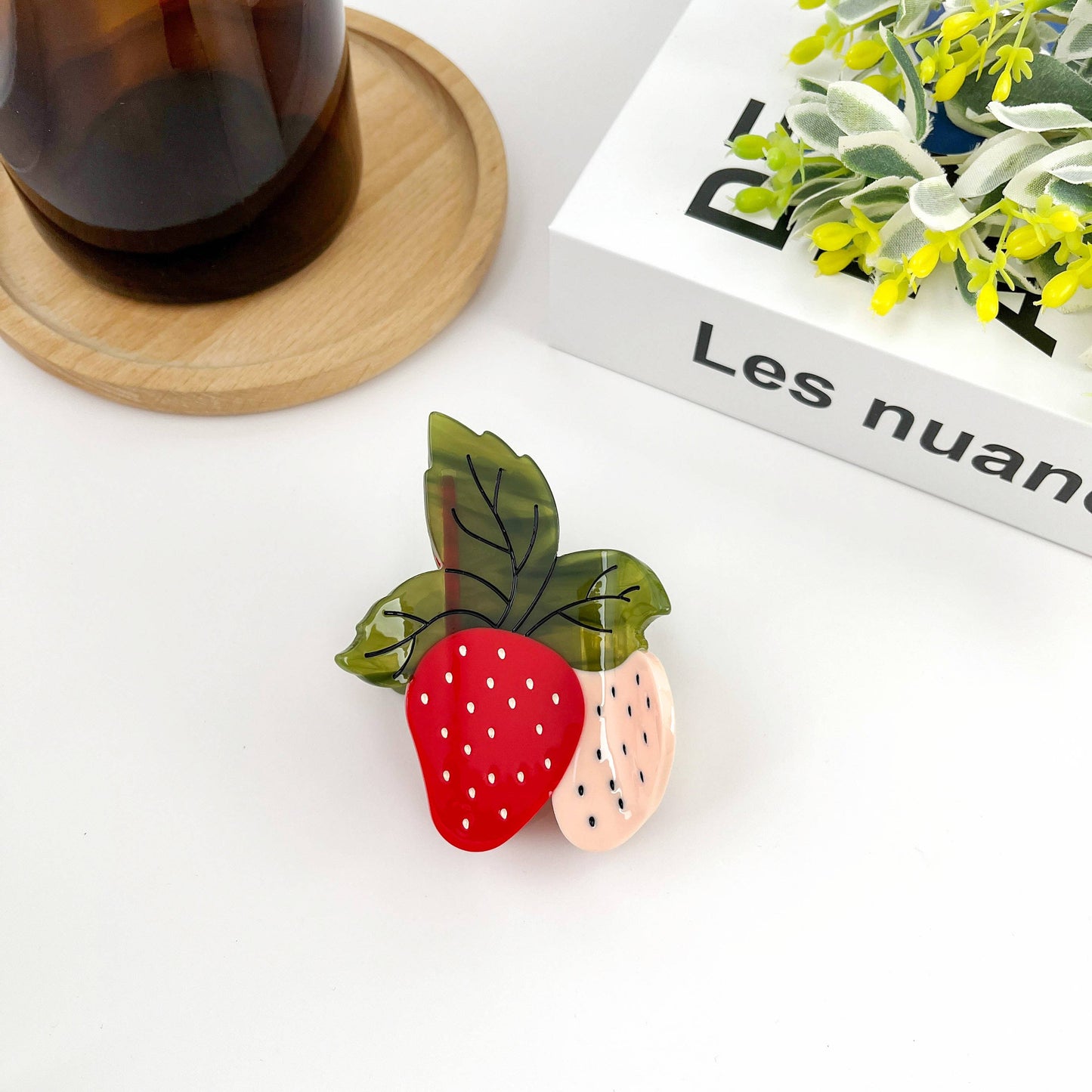 Two Strawberry Claw Clip, Fruit Hair Clip
