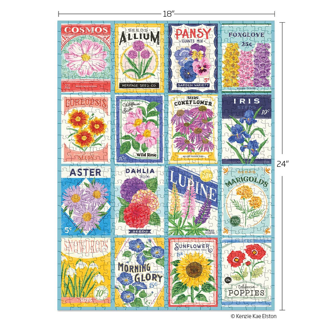 Seed Packets 500 Piece Puzzle, Spring Flower Garden Gift
