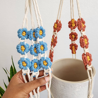 Floral Daisy Plant Hanger, Handmade Macrame Plant Accessory