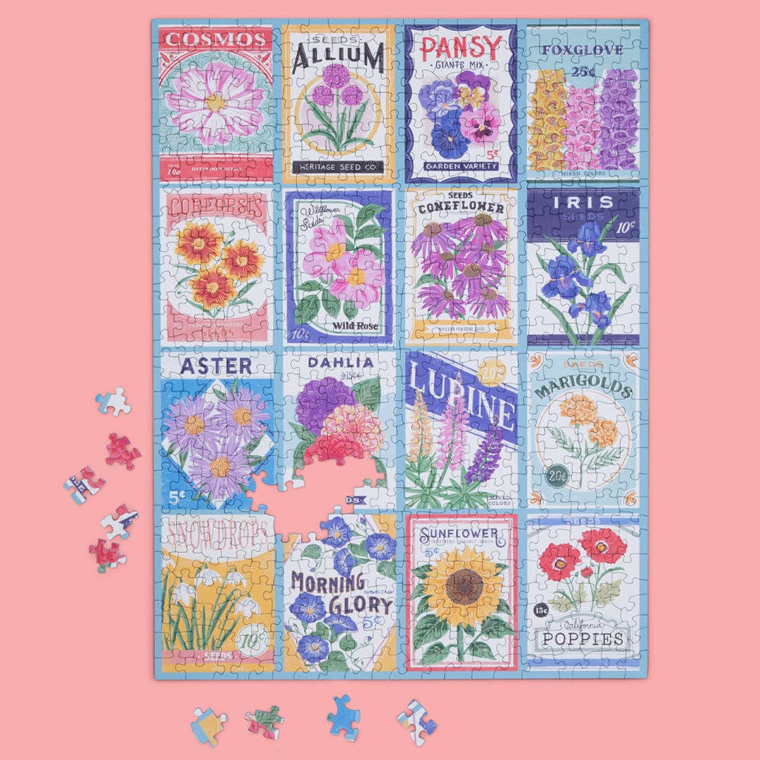 Seed Packets 500 Piece Puzzle, Spring Flower Garden Gift
