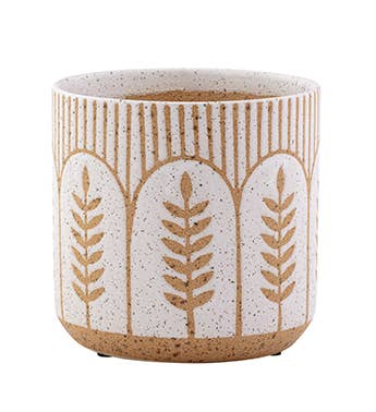 White and Brown Planter -  Botanical Arch Design Item #22609