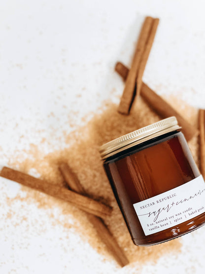 Sugar + Cinnamon : Tin Soy Candle  ( fall winter holiday )
