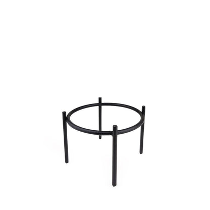 4" Solid White Ceramic Planter with Black Metal Stand