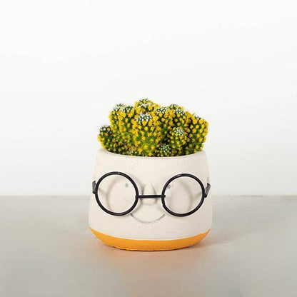 "Face With Glasses" Flower Pot, Small