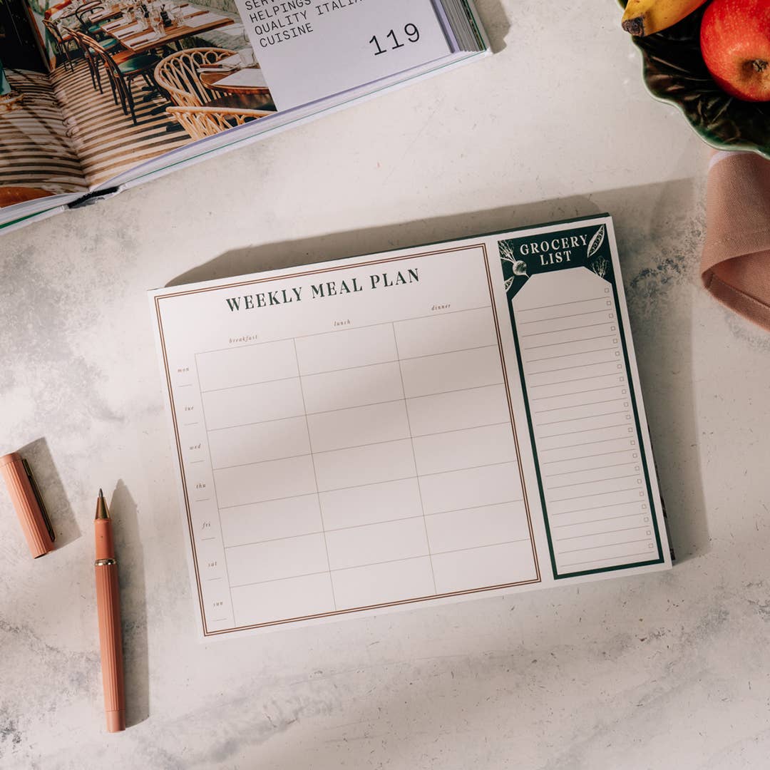 Weekly Meal Planner & Grocery List, Undated - Harvest