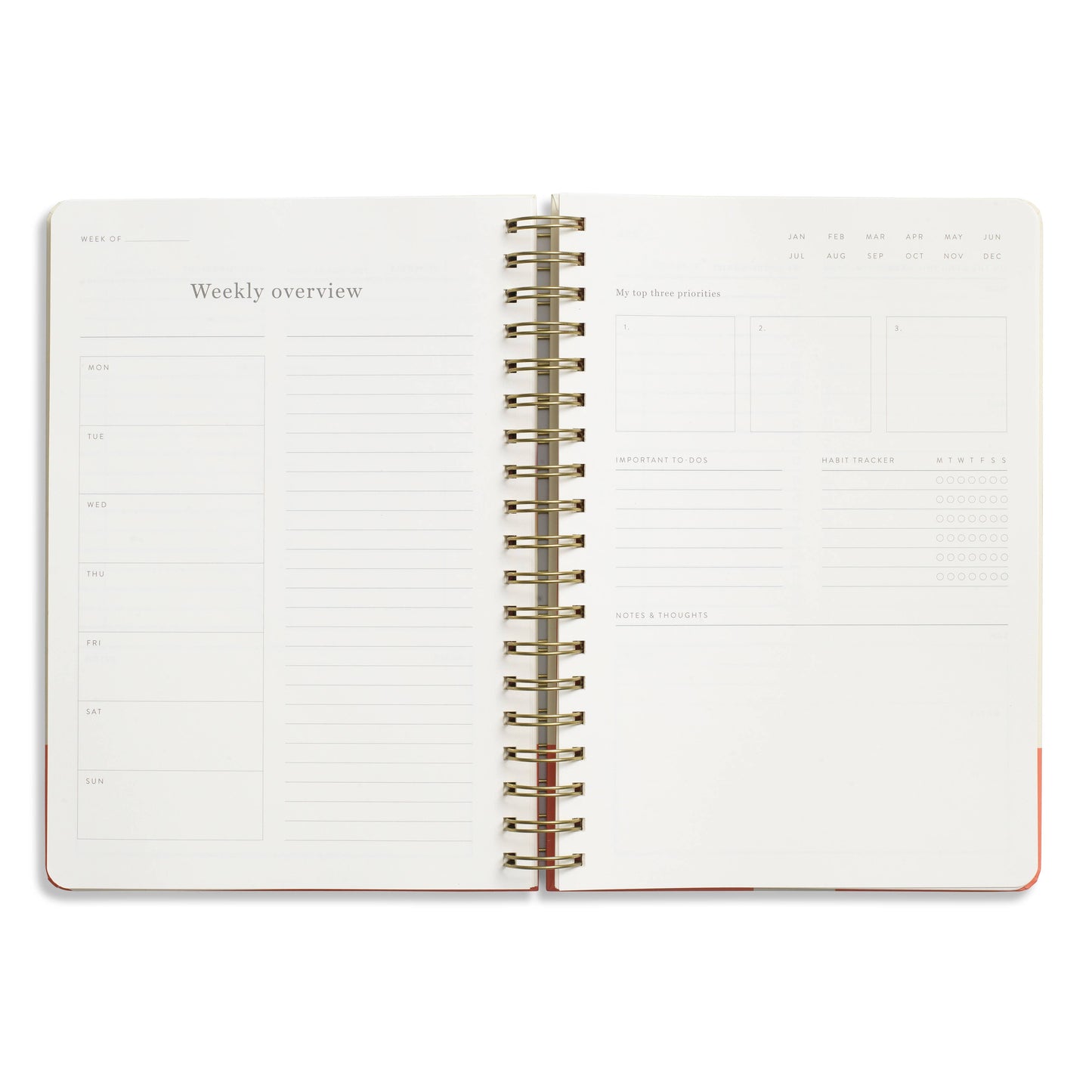 Daily Planner, Undated, Hardcover B5 Spiral - Gradient Orb
