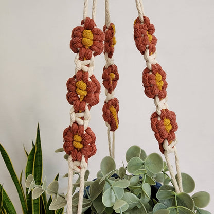 Floral Daisy Plant Hanger, Handmade Macrame Plant Accessory