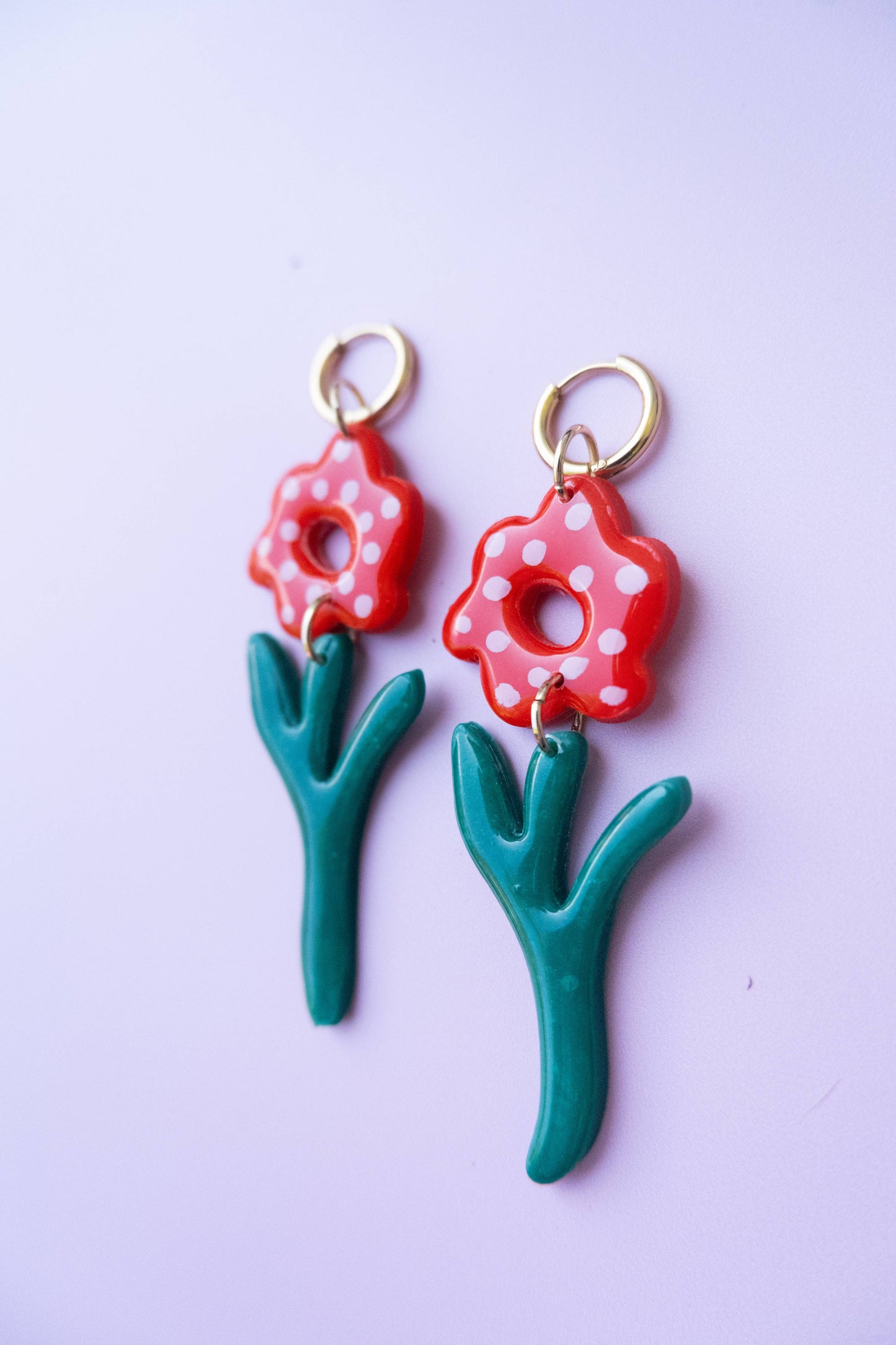 Polka Dot Flower Earrings