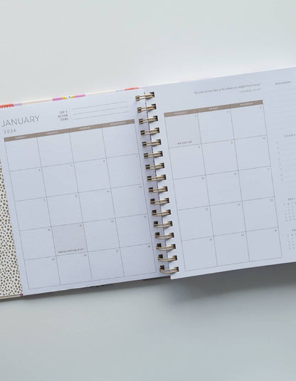 2026 Hardcover Planner, Floral Checks