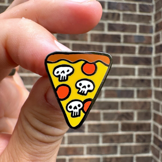 Skull Mushroom Pizza Enamel Pin