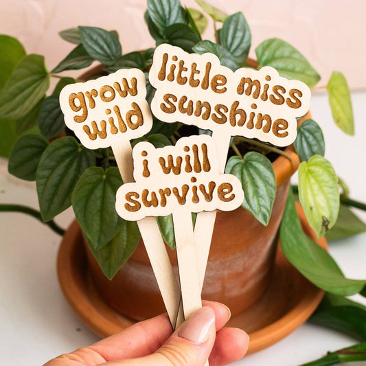 Retro Funny Wooden Plant Markers